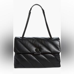 NWT Kurt Geiger London Kensington XXL Soho Drench Leather Black Shoulder Bag